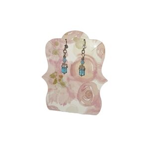 Hand Made Blue Beaded Dangle Earrings